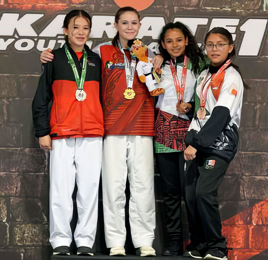 Talya Rabiner representing team Canada at WKF Youth League tournament in Mexico